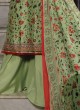 Floral Printed Parrot Green Color Palazzo Suit